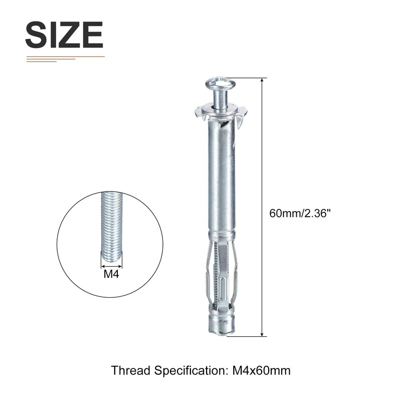 DTGN M4x60mm Hollow Wall Anchors - 15 Pack - Good