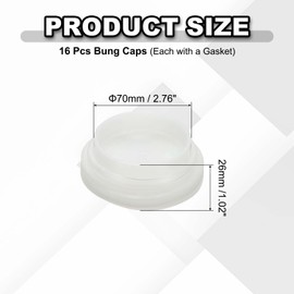 uxcell 16Pcs Bung Cap, 2 3/4'' Plastic Bung Hole Caps, Coarse Thread Drum Hole Cap with Gasket for 55 Gallon Plastic Drums, Fuel Tank, Household Bucket and Oil Tank