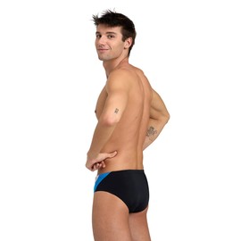 Arena Men's Panel Swim Briefs, Black-turquoise-white, 40 UK
