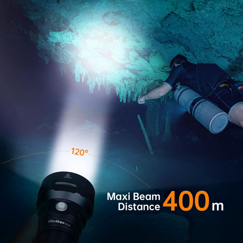 Wurkkos DL40 5000Lumen Dive Lights Scuba Diving, 90 High CRI