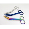 Sandbros 3 x Bandage Scissors Stainless Steel Silver-Ranbow- Blue Set