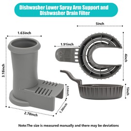 5304518968 Dishwasher Lower Spray Arm Support 5304506518 Dishwasher Drain Filter, Compatible for Frigidaire Dishwashers Spray Arm Assembly, Fit for Arm 154252101 154292901 filter 154252701 154252702