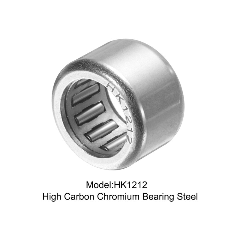 sourcing map HK1212 Needle Roller Bearings Open End, 12x18x12mm Chrome