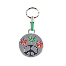 Claro Schmuck Key Ring Metal Thickness 2 mm Faux Leather Cord Total Length Approx. 9 cm - 11 cm, Hippie