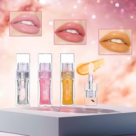 Showorld Magic Color Changing Lip Oil 3pcs Milky Way PH color Moisturizing Lip Glow Oil, Hydrating Lip Gloss Lip Balm Lip Care, Long Lasting Moisturizing Lip Oil (Blush Radiance)