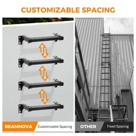 BEAMNOVA 6-Rungs Wall-Mounted Fire Escape Ladder Emergency Ladders for Second Story Windows Floor Window Well Egress Ladder Wall Fire Safety Ladders Home Stepladders