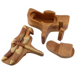 Dragonfly Handmade Carved Wood Intarsia Puzzle Box