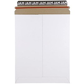 JAM PAPER Stay-Flat Photo Mailer Envelopes with Peel & Seal Closure - 9 x 11 1/2 - White - 6 Rigid Mailers/Pack