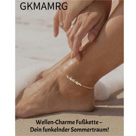 Gkmamrg Anklet for Women - Anklet for Women - Wave Anklet 925 Silver, Motivational Gifts Beach Foot Jewellery Gifts for Women, Sterling Silver, Cubic Zirconia