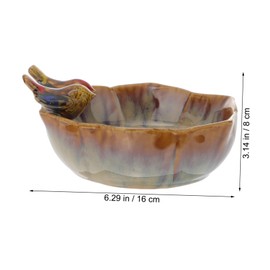 Sosoport Ceramic Bird Fruit Plate Bird Feeding Tray Gardening Art Ceramic Crafts Decor Random Color