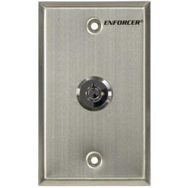 Seco-Larm SD-72051-V0 Spring-Loaded (Momentary) N.C. Turn-to-Open Keylock Switch in Single-Gang Stainless-Steel Plate; Switch is Maintained ON, Springs Back From OFF; Key Number 1300 Only