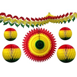 6-Piece Red Yellow Green Rasta Party Decorations