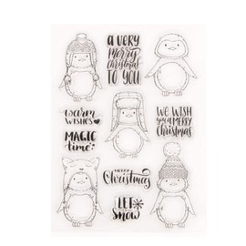 arriettycraft Merry Christmas Penguin Christmas Sentiment Greetings Rubber Stamps Clear Stamps for Christmas Card Making Decoration and DIY Scrapbooking Crafts