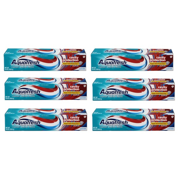 Aquafresh Cavity Protection Tube Cool Mint, 5.6 Ounce (Pack of 6)