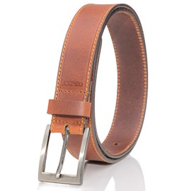 Joe's Jean Men's 35MM Casual Belt Stitched with Edge Crease - Hand Made, 100% Full Grain Leather - Tan, 40