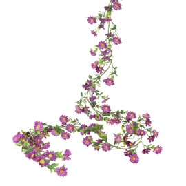 HO2NLE Purple Flower Garland Fake Vines Silk Artificial Daisy Purple Birthday Party Decorations Wisteria Flower Garland for Backdrop Bedroom Arch Wall Home Party Wedding Indoor Outdoor Cemetery Decor