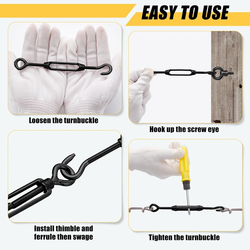 Chumia 16 Pcs M6/5/4 Turnbuckle Hook and Eye 304 Stainless