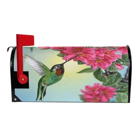 WOOR Hummingbird and Flowers Magnetic Mailbox Cover Oversized for Garden Yard Outdoor Decorations-25.5" x20.8