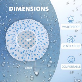 Pack of 6 Waterproof Shower Caps for Women, Enlarged and Thickened, Suitable for Women at Home, Bathroom, Kitchen (Blue, Red, White)