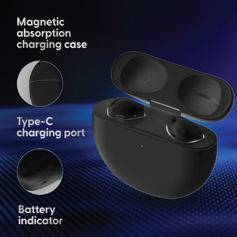 Laser TWS Earbuds Black, Wireless, Bluetooth, Charging case, Voice Assistant