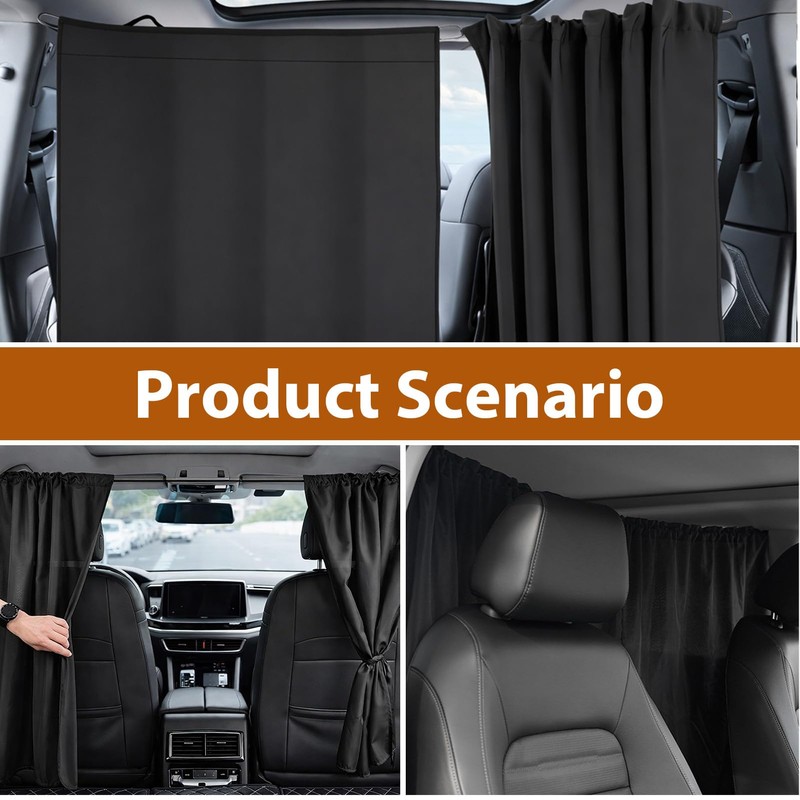 Car curtains blackout 180×90cm Campervan Car Divider Privacy Curtains