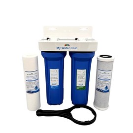 MyWaterClub 2-Stage (Dual Stage) Whole House Water Filtration System, 3/4" Inlet/Outlet, with an Extra Set of Replacement cartridges (Blue Housing Body)