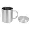 Stainless Steel Mug with Handle Lid DoubleLayer Heat Insulation Cup