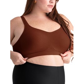 SHAPERMINT Wireless Everyday Lightly Padded Bras for Women - Wirefree, Comfortable, No Underwire - Small to Plus Size in Chocolate