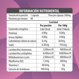 FEM PROBIOTICS | Probióticos Femeninos con Extracto de Arándanos, Vitamina C y Vitamina B2 | 90 Cápsulas | Bienestar de la Flora Intima e Intestinal de la Mujer | Maklen