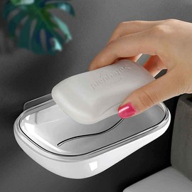 Okaytec Wall Mounted Soap Dish Soap Dish No Drilling Required for Sink, Kitchen, Bathroom (Modern & Elegant)