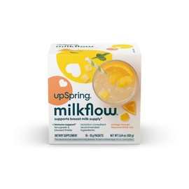 UpSpring MilkFlow Drink Mix Fenugreek &  Vitamin C&D for Immune Support, Orange Mango