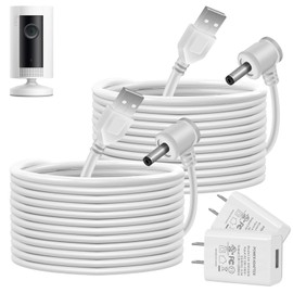 Charge Cords 30ft for Ring Weatherproof Indoor Outdoor Charging Cable with Quick 2Amp Power Adapter for Ring Stick Up Cam Battery 3rd Gen/2nd Gen & Spotlight Cam Battery (White,2 Pack)