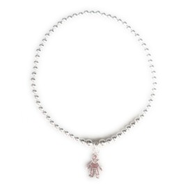 Sterling Silver 925 Beaded Stretch Boy Charm Bracelet
