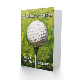 Artery8 Happy Birthday Card to a Brilliant Grandpa Golf Lover Golfing Ball Tee Shot Par Pun Perfect