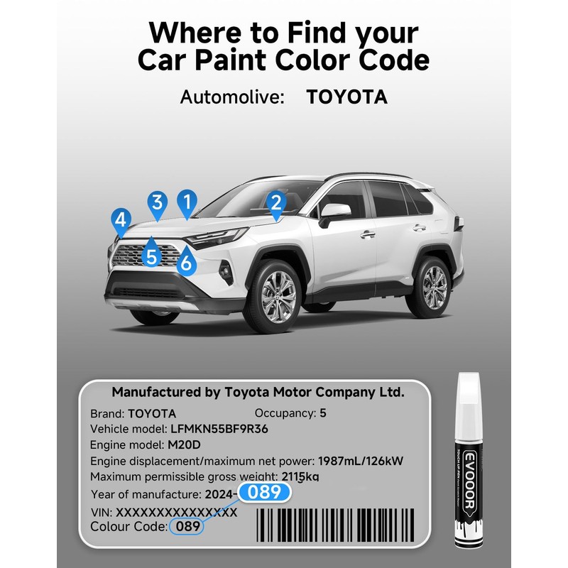 EVOOOR 089 Wind Chill Pearl Tricoat Touch Up Paint Compatible