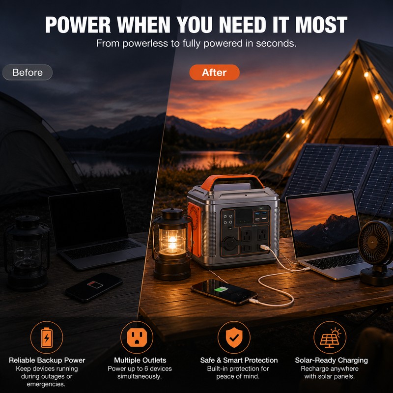 300W Portable Power Station for Camping & Backup Charging –