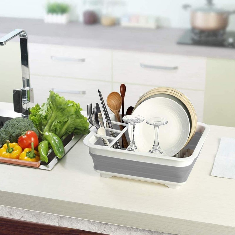 AMZMUKAUP Foldable Dish Drainer for Camping, Caravan, Outdoor Activities, Kitchen,
