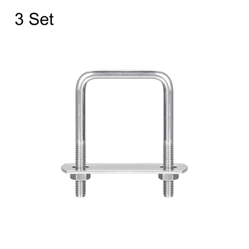 sourcing map Square U-Bolts, 3 Sets 44mm(1.73") Inner Width 65mm