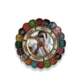 Round Multicolor Mirror, 10", Decorative, Rainbow, Peruvian, Home accent living room decor, Home Decor, Wall Mirror, hanging mirror