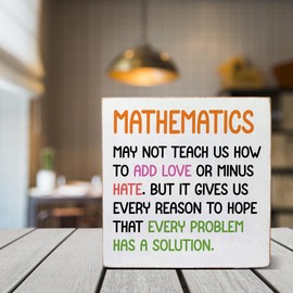 Motivational Math Decor Positive Mathematics Wooden Box Sign Desk Shelf Decoration Gifts for Math Lovers Classroom