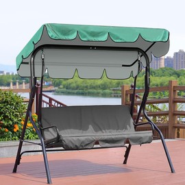 Garden Swing Roof Cover 210 x 145 cm, Waterproof & UV Protection Replacement Roof for 2 & 3 Seater Swing, 420D Oxford Fabric, Sun Canopy Universal Protective Cover for Garden Chair