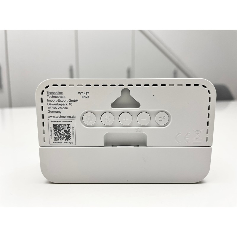 technoline WT497 Modern Digital Alarm Clock, Indoor Temperature, Date, Day
