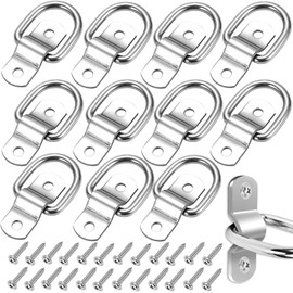 D Rings Tie Down Anchors, Heavy Duty 1/4” Trailer Tie Down Hooks 1200 lbs Capacity Trailers Trucks Bed Anchors with Screws for Trailer Truck Cargo Bed Bracket Surface Mount (12Pack)