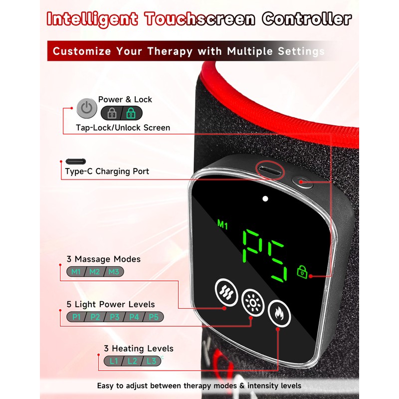 Cordless Red Light Therapy for Shoulder Pain with Massage &