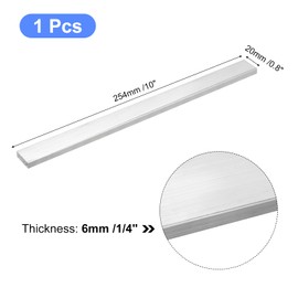sourcing map Square Aluminum Flat Bar, 1/4" Thick 0.8" Width 10" Length Square Aluminum Bar 6061 Aluminum Flat Plate, 6 x 20 x 254mm T6511 Solid New Mill Stock For Industrial Building