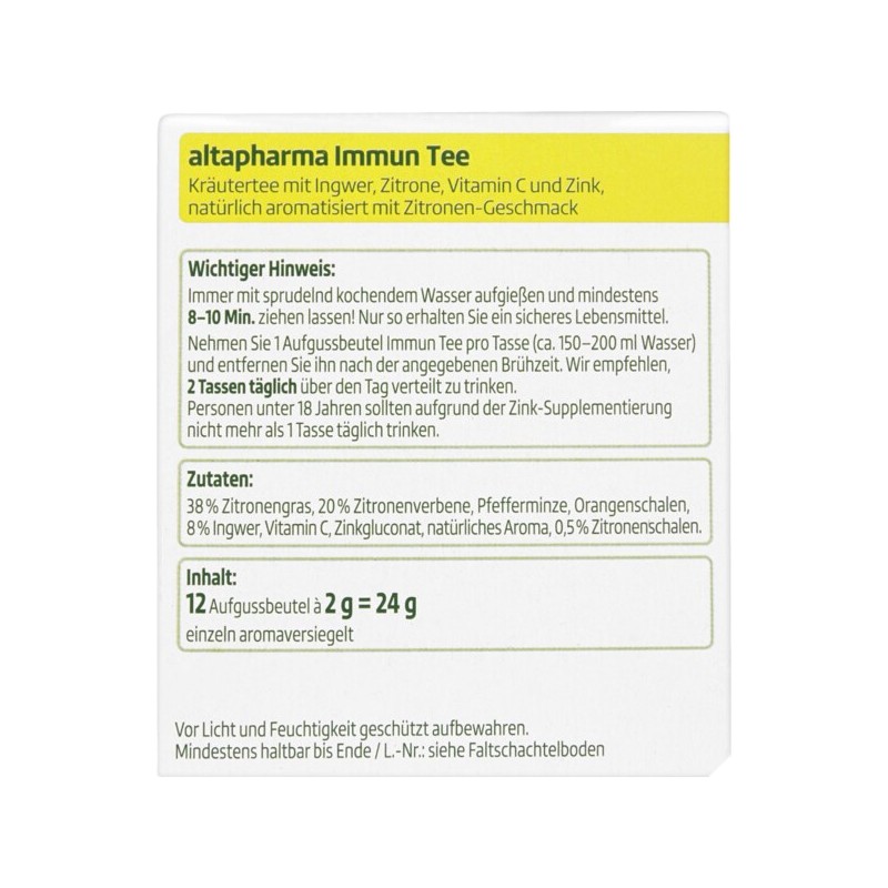 로스만 알타파마 altapharma 생강 레몬 허브 이뮨 티 12개입 24g