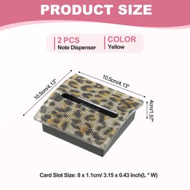 PATIKIL Leopard Print Rhinestone Sticky Note Dispenser, 2Pcs 3x3 Sticky Note Holder Acrylic Posted Notes Memo Note Container Dispenser for Sticky Notes Office Home Store Kitchen, Yellow