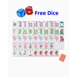 Superior Large Print Mahjong Set 160 Tiles With Arabic Numerals Heavy Acrylic Western American Mahjong TilesSize: 1.24*0.90*0.63 Inch, Color: Orange Horse