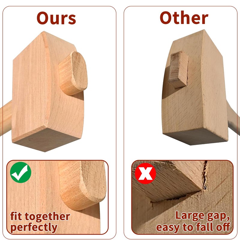 12" Wooden Mallet Manual Ice Hammer Mallet Beech Solid Carpenter