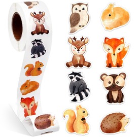 Dzxin 1 Roll Animal Stickers Reward Stickers Cute Animal Space Stickers Motivational Stickers for Incentive Kids Suitable for School Classroom, 500 Pcs Each Roll (Forest Animal)